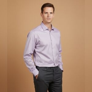$98 Calvin Klein Mens Refined Cotton Regular-Fit Non-Iron Stretch Shirt